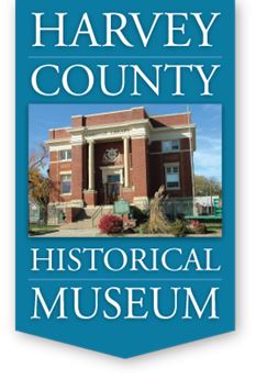 Harvey County Historical Museum logo on a blue background