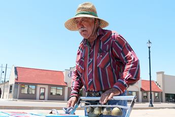 Francisco Solis pushes paletero cart