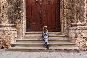 man on steps