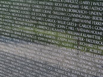 closeup of Vietnam War Memorial