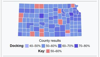 Map with election results in Kansas