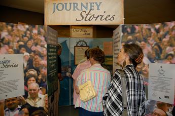 people entering museum exhibition