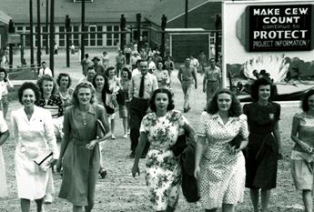 Historical photo of the girls of atomic city at Oakridge in Tennessee