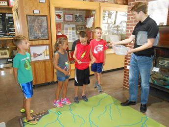 Kids touring Water/Ways exhibit