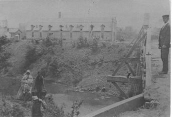 An image of the bridge that crosses the Marmaton River in Downtown Fort Scott, built in 1870.