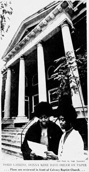 Two Women in Front of Historic Building