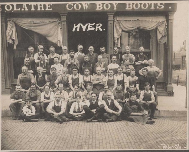 workers in front of Hyer Boots in Olathe