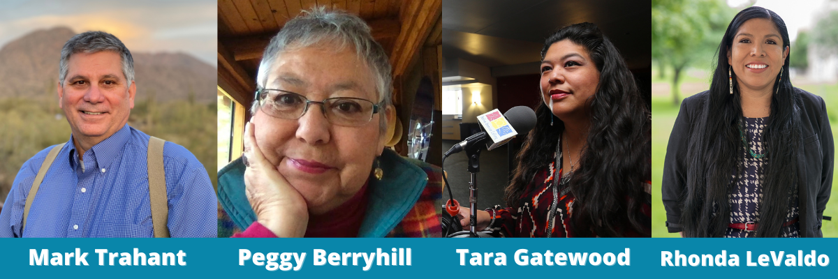 Headshots of Mark Trahant, Peggy Berryhill, Tara Gatewood, and Rhonda LeValdo