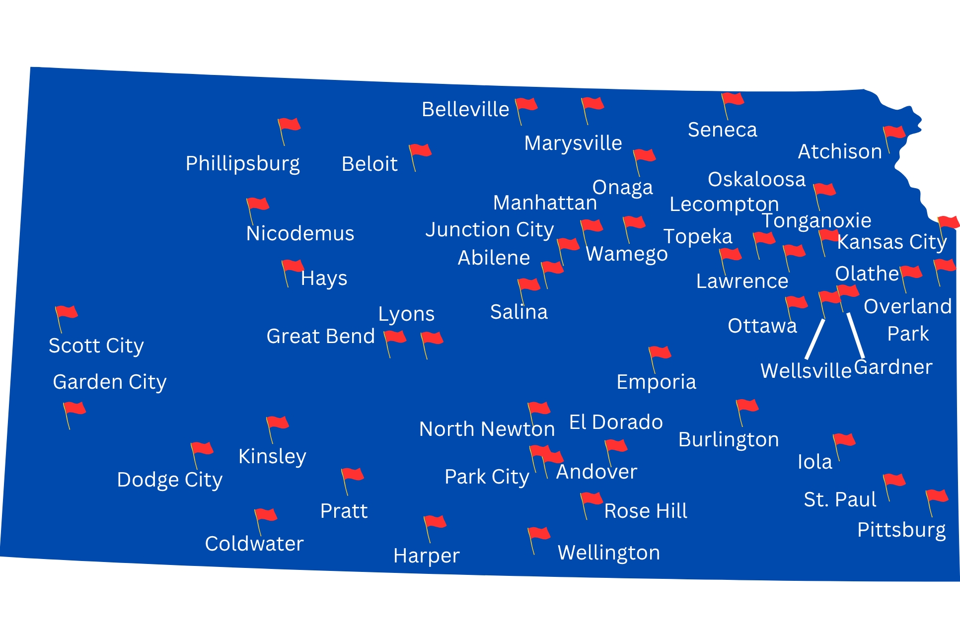 Map of Declaration 1776 hosts in Kansas